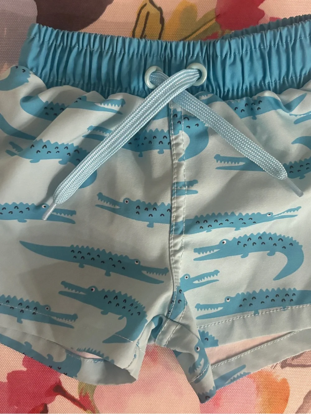 Kids Boys Light Blue Crocodile Rash Guard Swim Set
